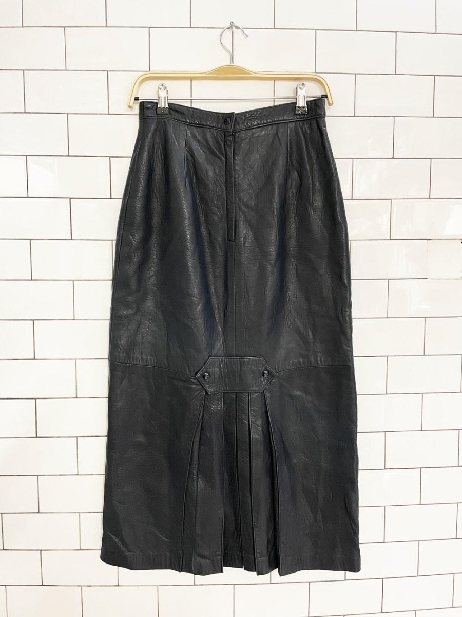 vintage 90s danier butter leather pleated back midi skirt | lambskin - good market thrift store