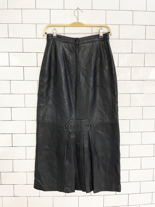 vintage 90s danier butter leather pleated back midi skirt | lambskin - good market thrift store