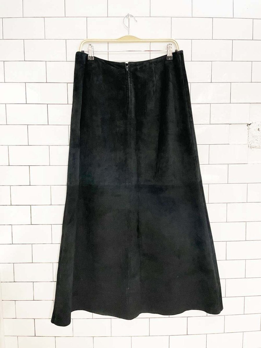 vintage 90s danier suede a - line maxi skirt - good market thrift store