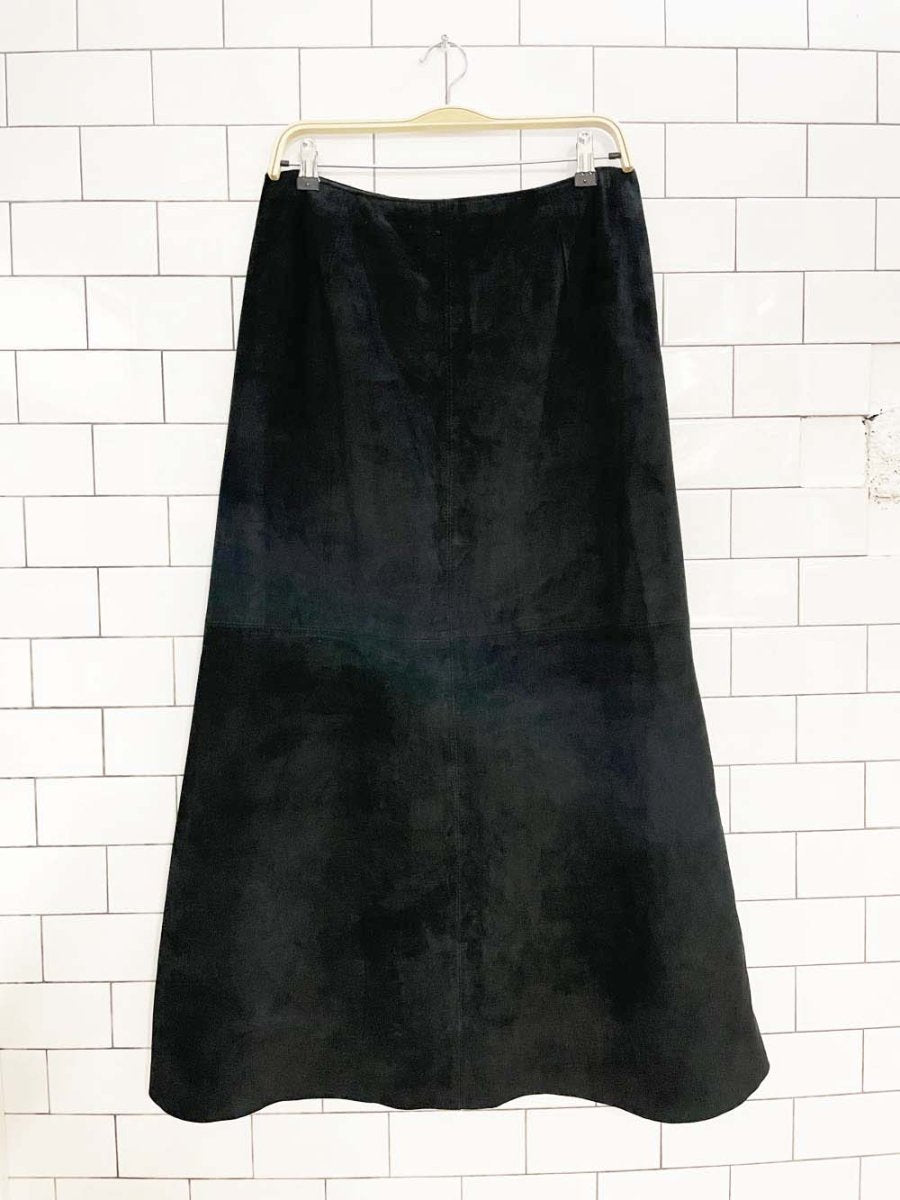 vintage 90s danier suede a - line maxi skirt - good market thrift store