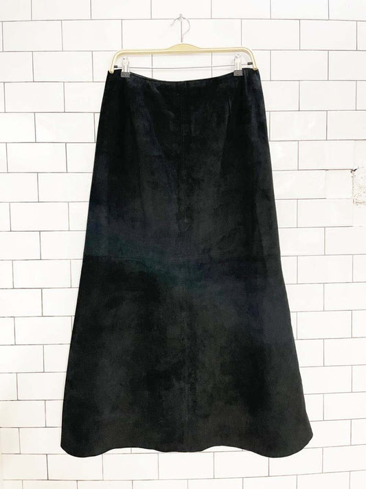 vintage 90s danier suede a - line maxi skirt - good market thrift store