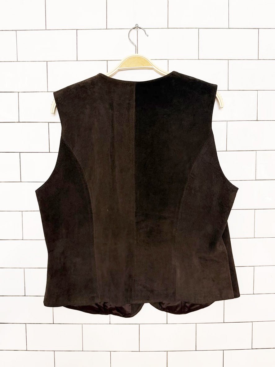 vintage 90s danier suede fitted vest top | made in Canada - good market thrift store