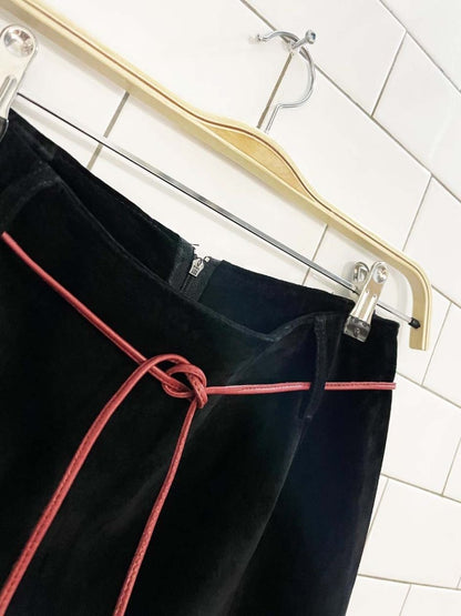 vintage 90s danier suede leather belted skirt - good market thrift store