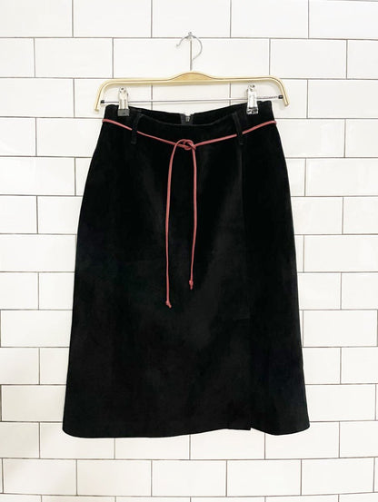 vintage 90s danier suede leather belted skirt - good market thrift store