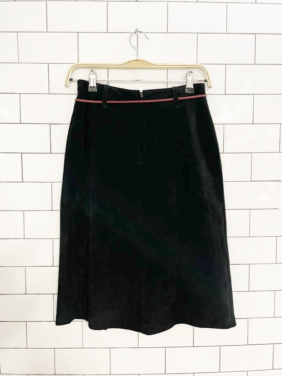vintage 90s danier suede leather belted skirt - good market thrift store