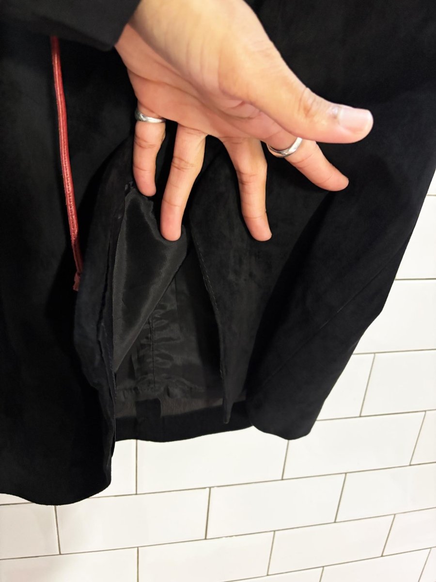 vintage 90s danier suede leather belted skirt - good market thrift store