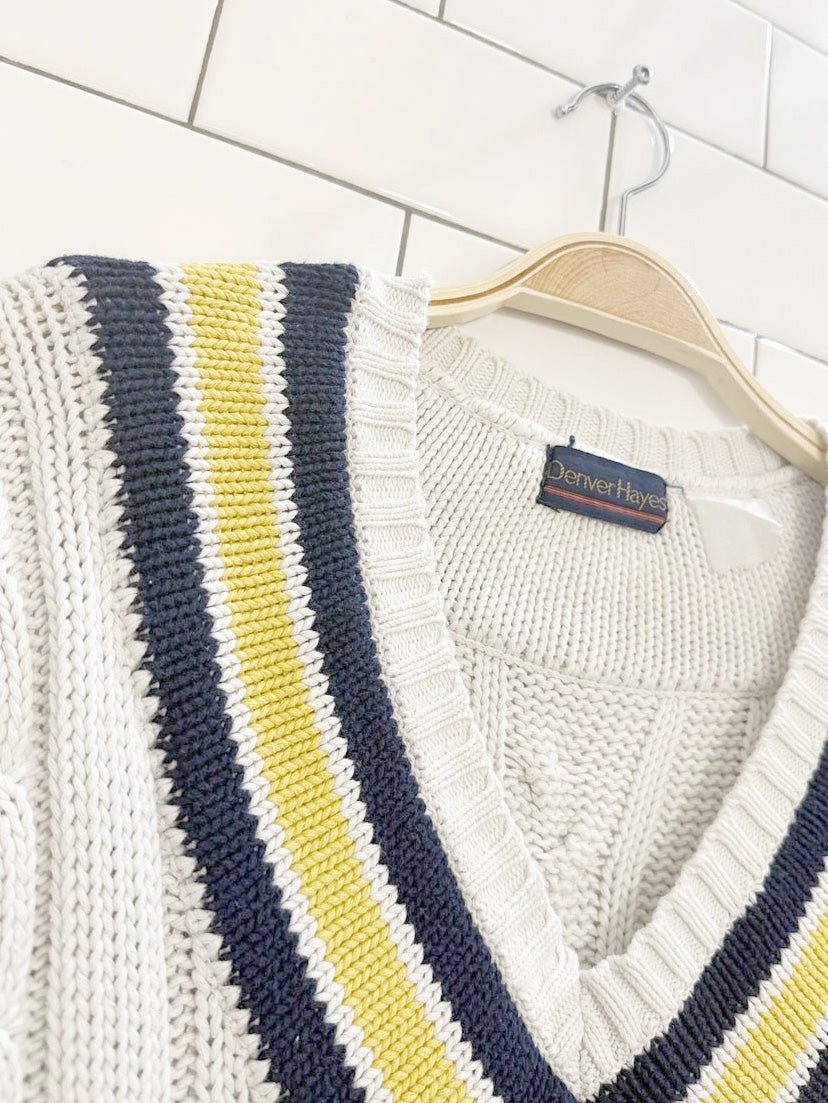vintage 90s denver hayes chunky cable knit prep sweater - good market thrift store