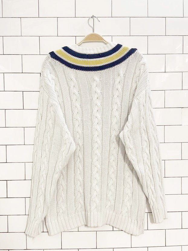 vintage 90s denver hayes chunky cable knit prep sweater - good market thrift store