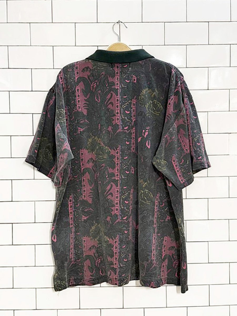 vintage 90s denver hayes faded floral pique polo shirt - good market thrift store