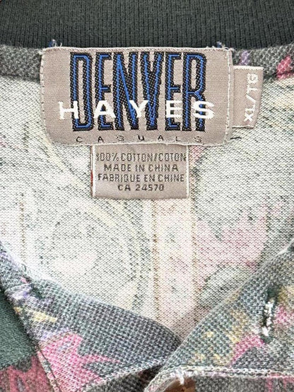 vintage 90s denver hayes faded floral pique polo shirt - good market thrift store