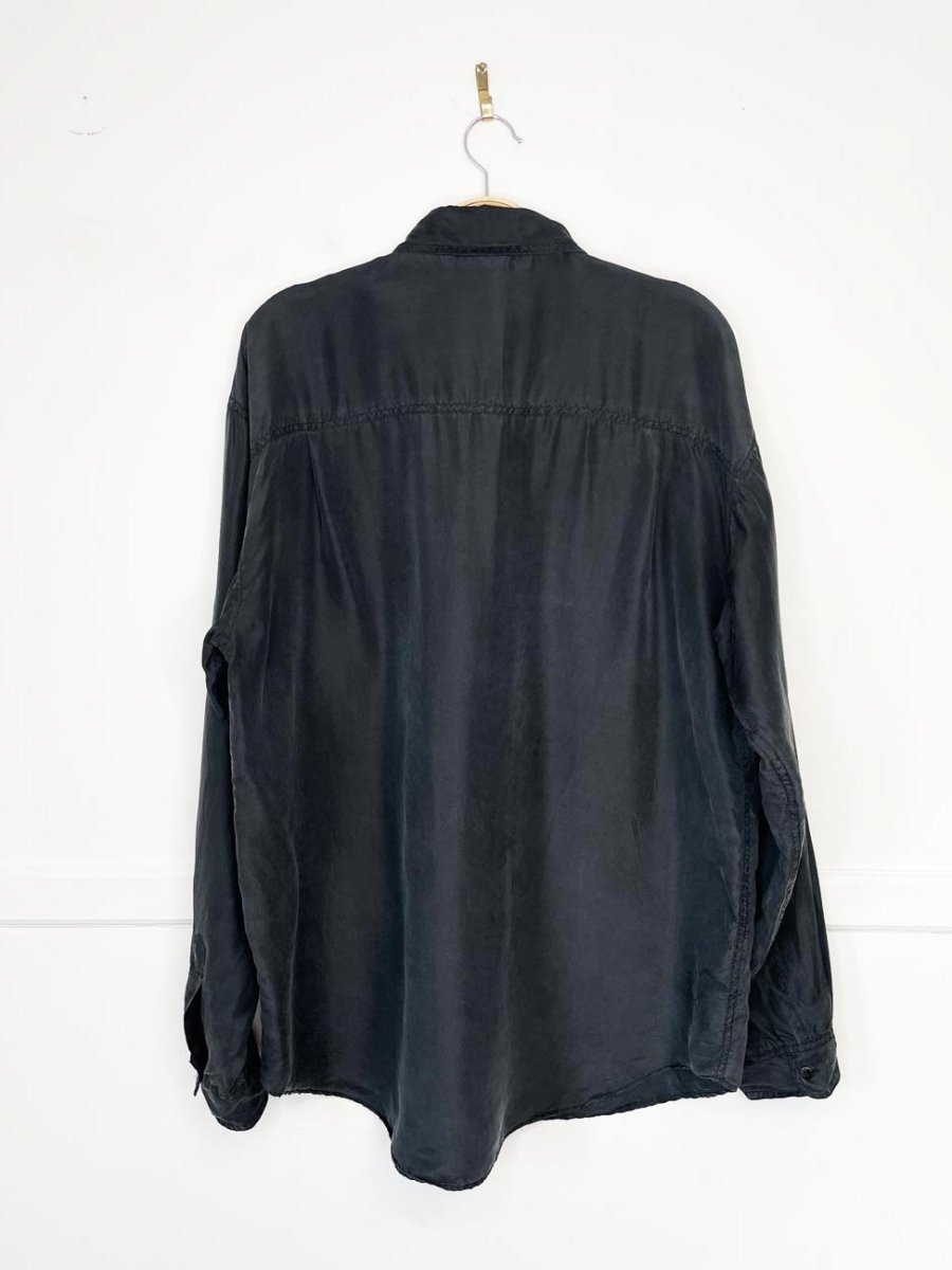 vintage 90s details express 100% silk full button blouse - good market thrift store