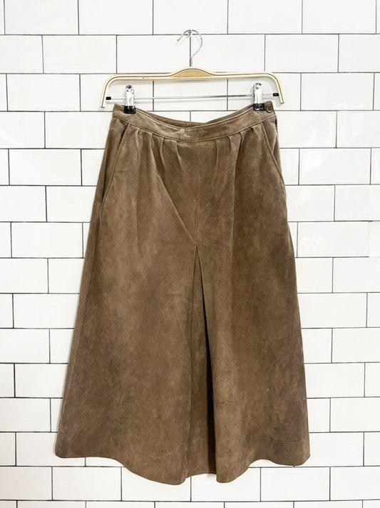 vintage 90s diana charles suede pleat midi skirt - good market thrift store