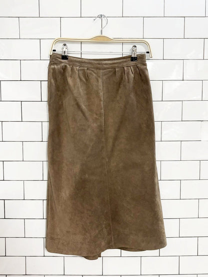 vintage 90s diana charles suede pleat midi skirt - good market thrift store