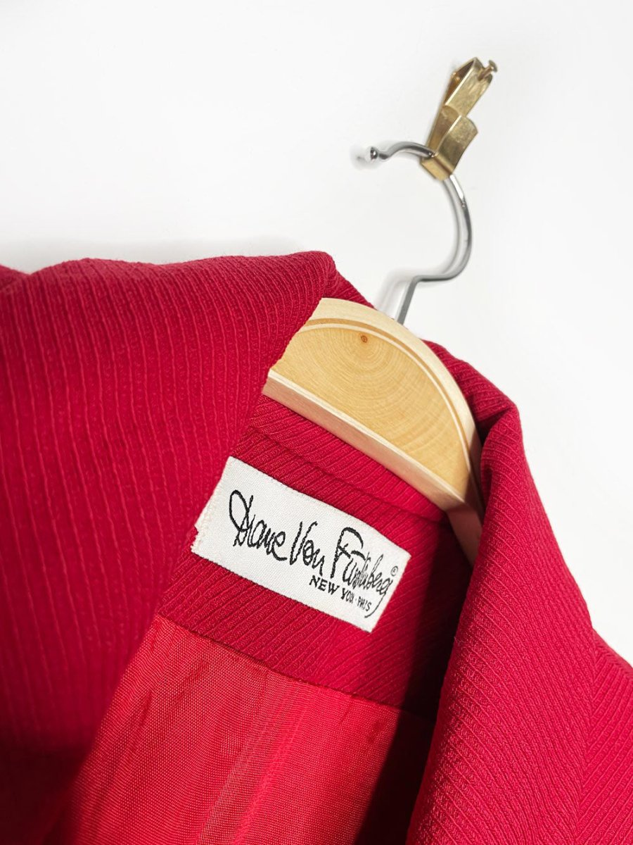 vintage 90s diane von furstenberg wool double breasted blazer | union made - good market thrift store