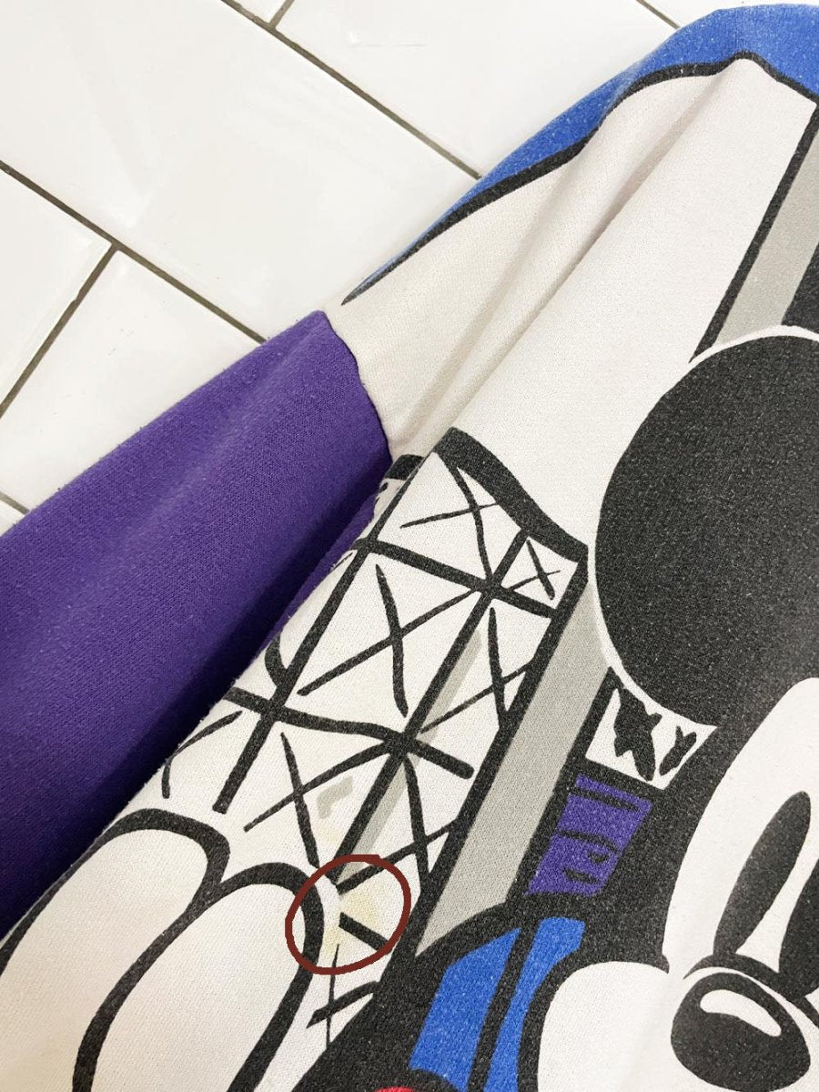vintage 90s disney mickey + minnie mouse rollercoaster all over print hoodie - good market thrift store