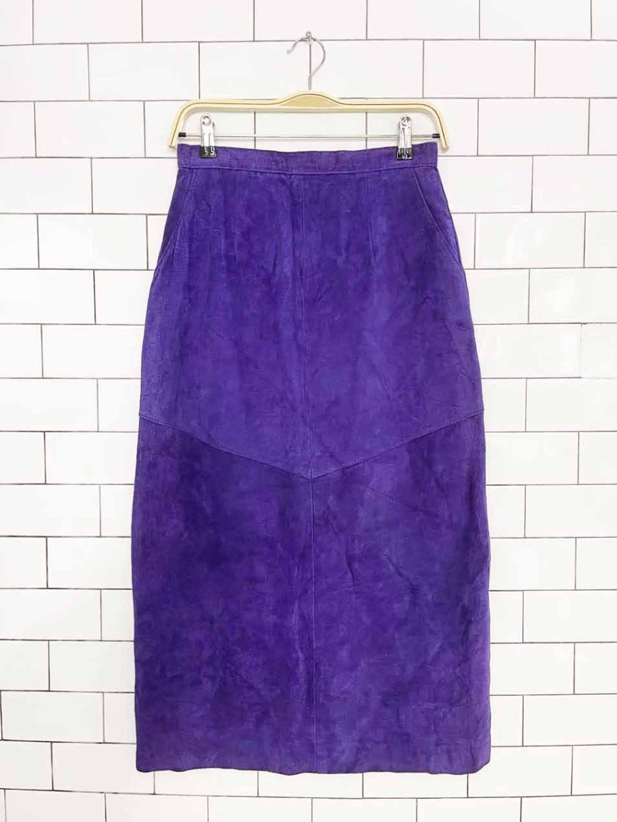 vintage 90s diversity suede midi skirt | leather - good market thrift store