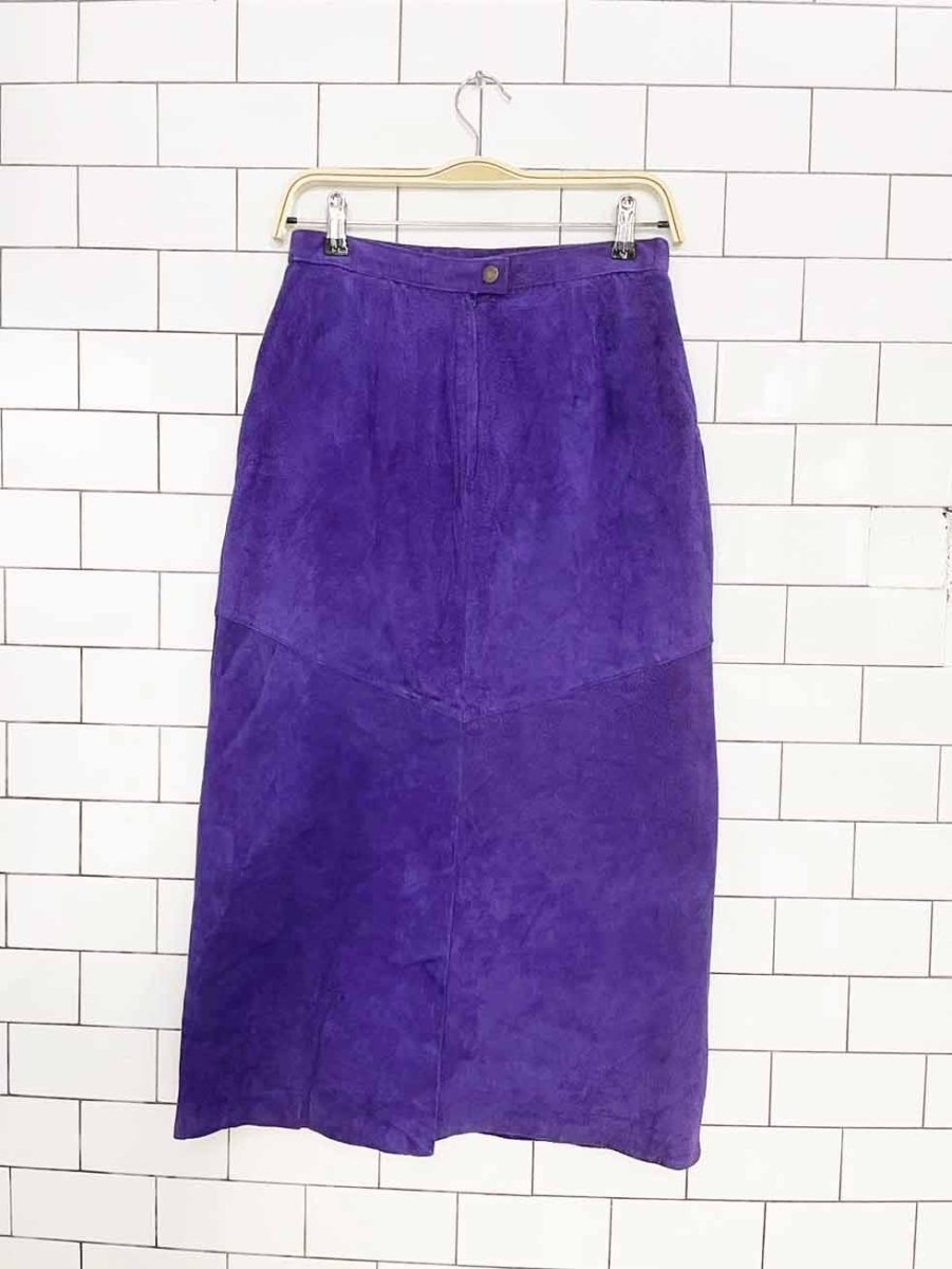 vintage 90s diversity suede midi skirt | leather - good market thrift store