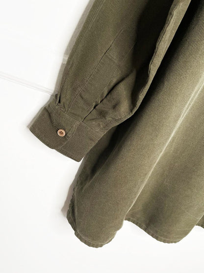 vintage 90s dkny 100% silk ribbed oversized full button shirt - good market thrift store