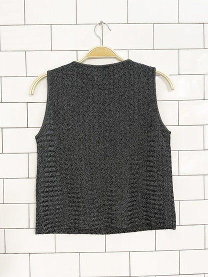 vintage 90s DKNY wool - blend metallic sleeveless knit top | made in USA - good market thrift store