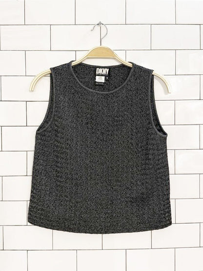 vintage 90s DKNY wool - blend metallic sleeveless knit top | made in USA - good market thrift store