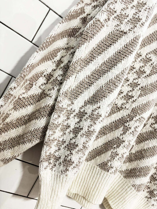 vintage 90s docker houndstooth chunky knit sweater | made in usa - good market thrift store