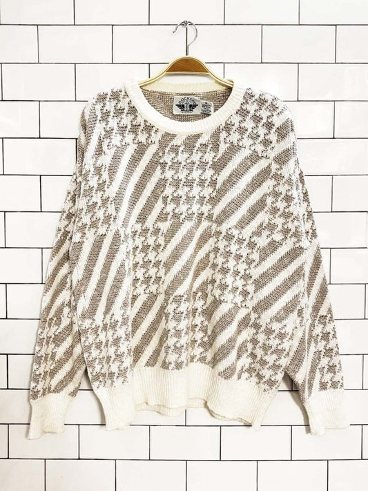vintage 90s docker houndstooth chunky knit sweater | made in usa - good market thrift store