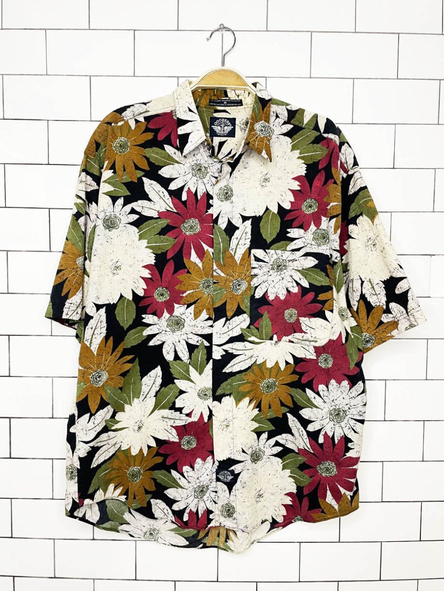 vintage 90s dockers floral full button cabana shirt - good market thrift store