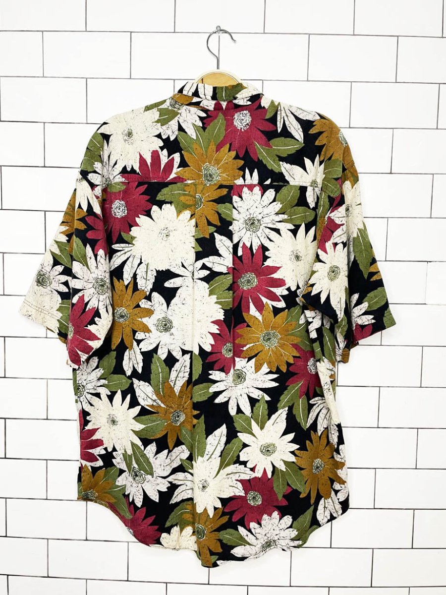 vintage 90s dockers floral full button cabana shirt - good market thrift store