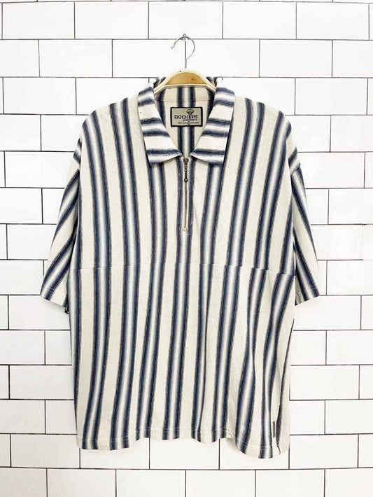 vintage 90s dockers quarter zip collared striped pullover | rework | made in canada - good market thrift store