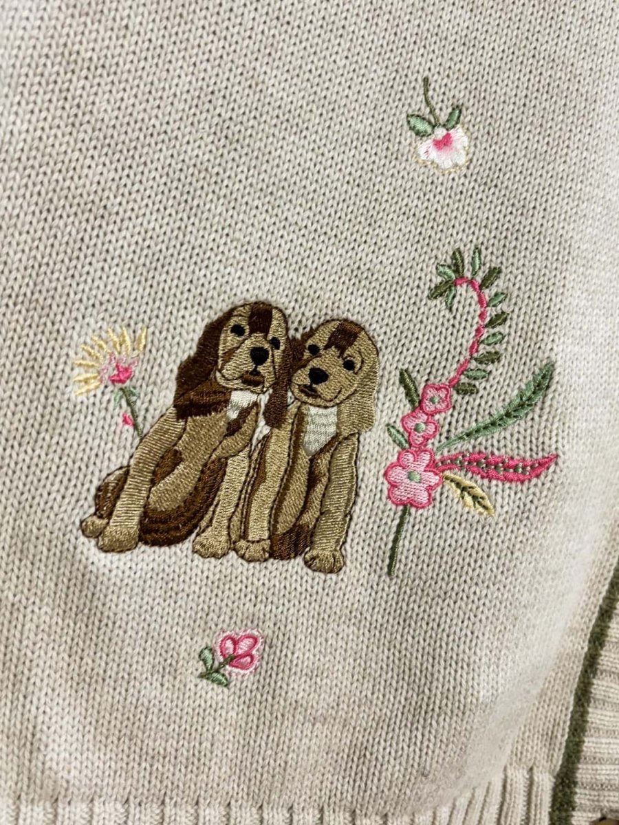 vintage 90s dog embroidered knit sweater vest - good market thrift store