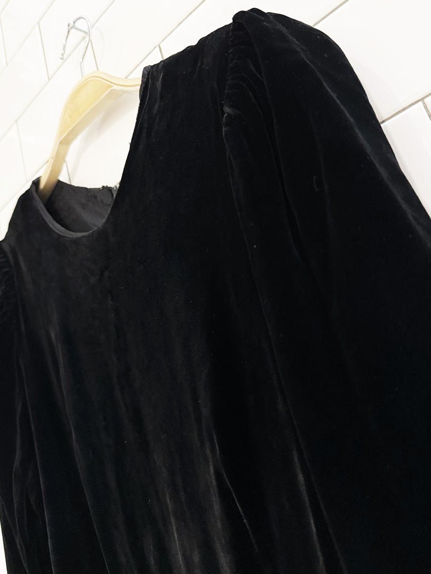 vintage 90s dominato velvet basque waist long sleeve dress | made in Canada - good market thrift store