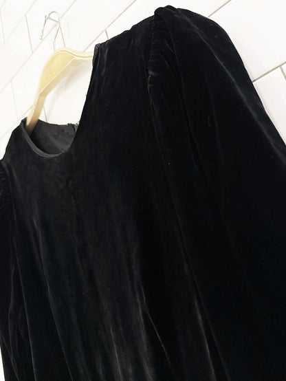 vintage 90s dominato velvet basque waist long sleeve dress | made in Canada - good market thrift store