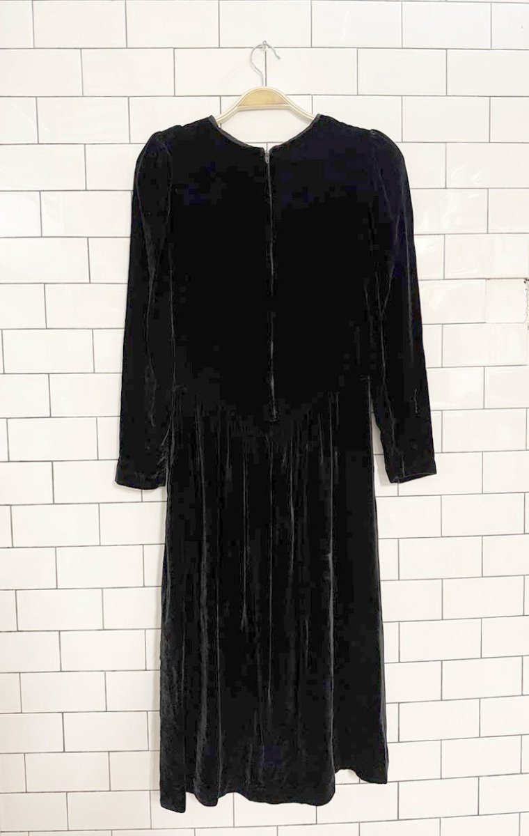 vintage 90s dominato velvet basque waist long sleeve dress | made in Canada - good market thrift store