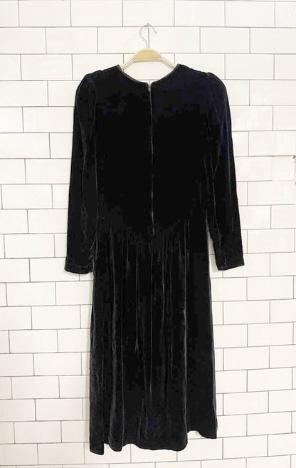 vintage 90s dominato velvet basque waist long sleeve dress | made in Canada - good market thrift store