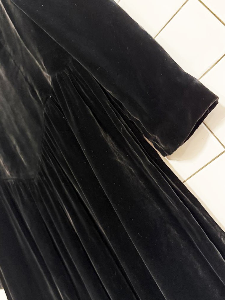 vintage 90s dominato velvet basque waist long sleeve dress | made in Canada - good market thrift store