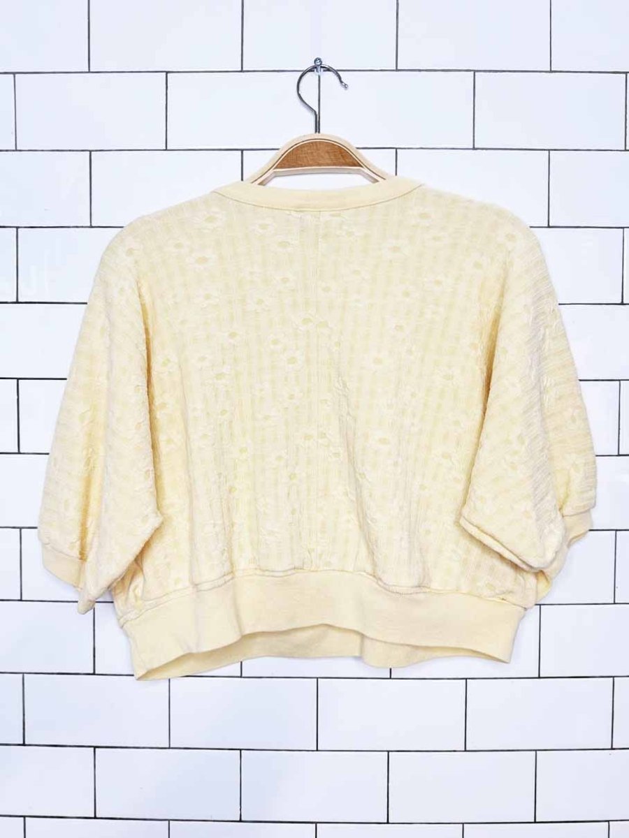 vintage 90s donnkenny flower knit cropped ringer tee - good market thrift store
