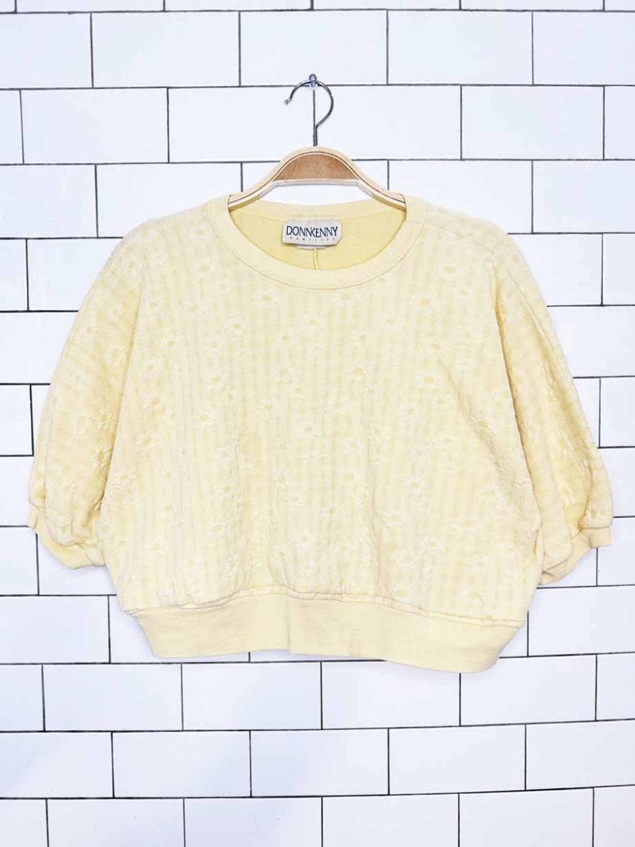 vintage 90s donnkenny flower knit cropped ringer tee - good market thrift store