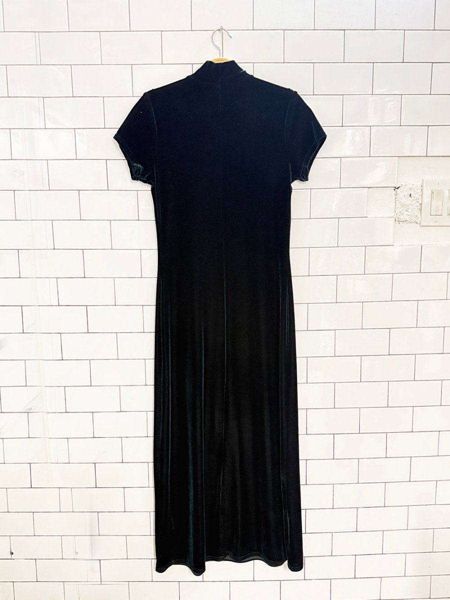 vintage 90s east west clothing co. velvet mock neck maxi dress - good market thrift store