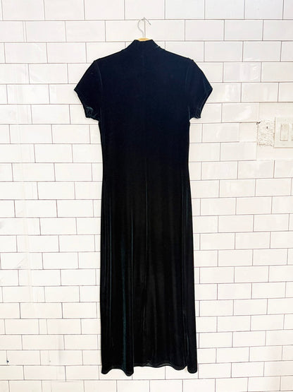 vintage 90s east west clothing co. velvet mock neck maxi dress - good market thrift store