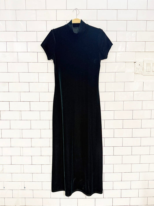 vintage 90s east west clothing co. velvet mock neck maxi dress - good market thrift store