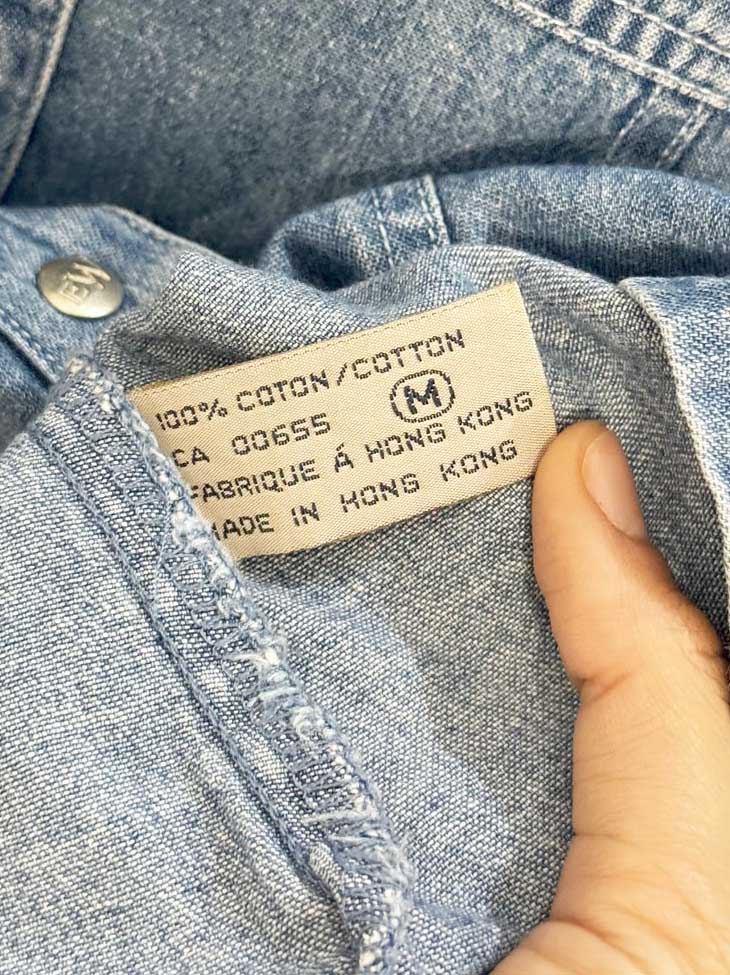 vintage 90s easy wear snap button denim shirt - good market thrift store