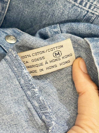 vintage 90s easy wear snap button denim shirt - good market thrift store