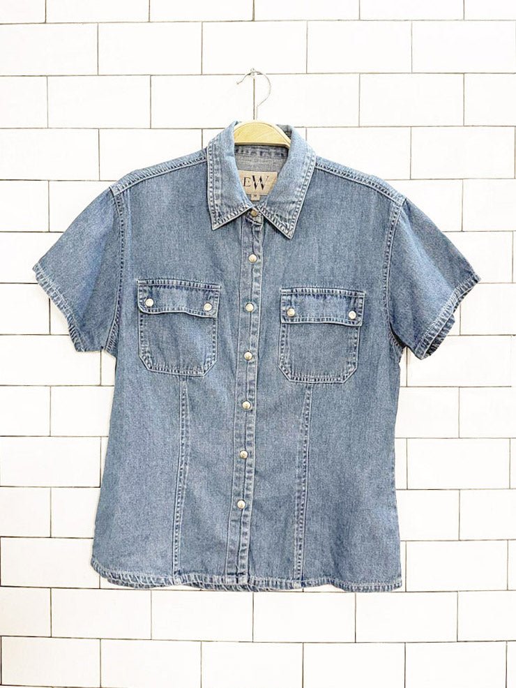 vintage 90s easy wear snap button denim shirt - good market thrift store