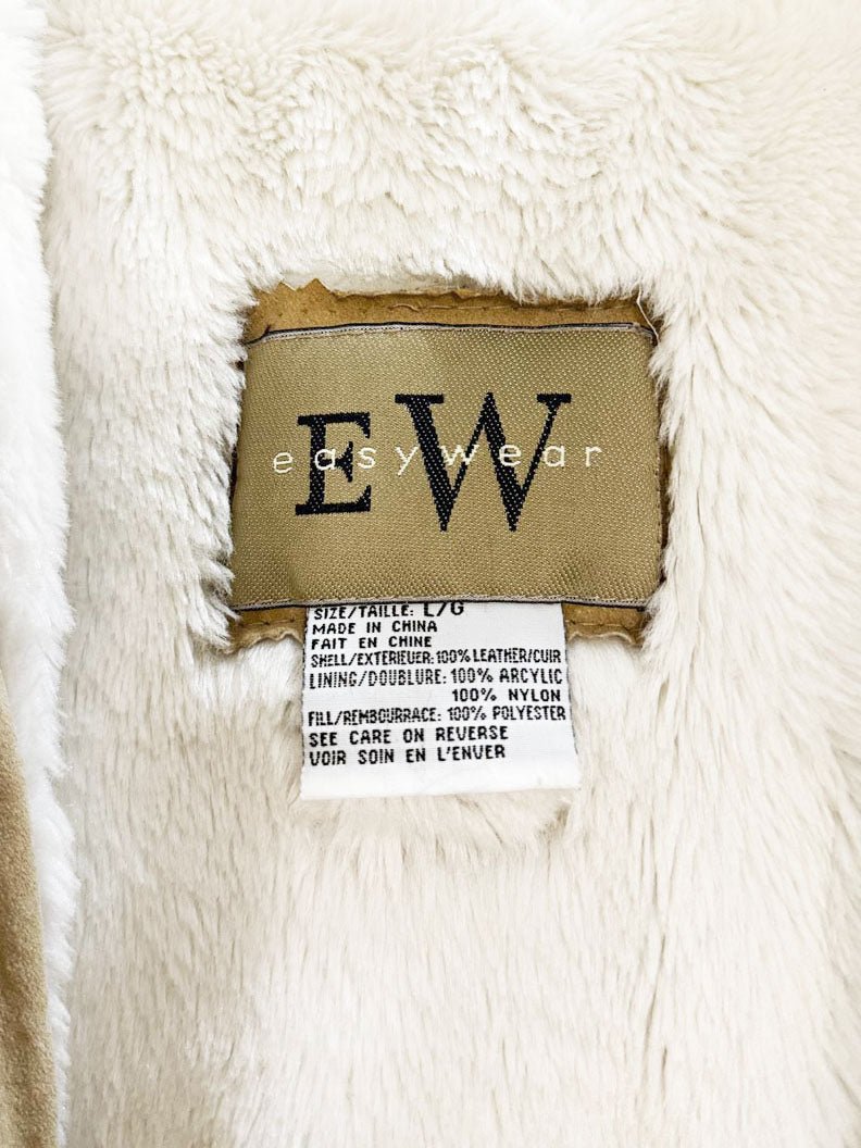 vintage 90s easywear suede whip stitch drawstring toggle coat | leather - good market thrift store