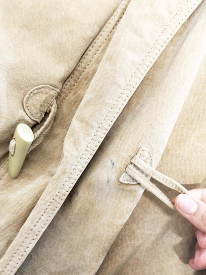 vintage 90s easywear suede whip stitch drawstring toggle coat | leather - good market thrift store