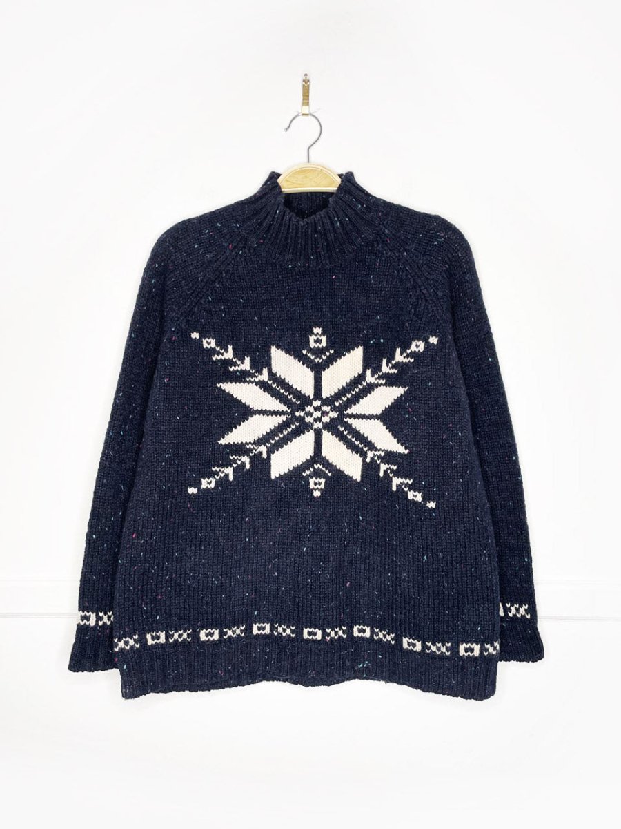 vintage 90s eddie bauer 100% wool snowflake mockneck sweater - good market thrift store