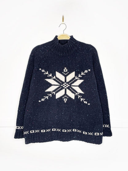 vintage 90s eddie bauer 100% wool snowflake mockneck sweater - good market thrift store