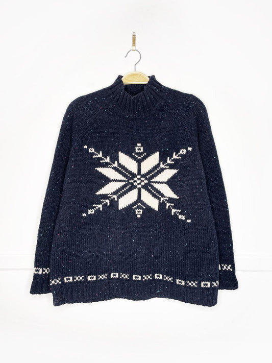 vintage 90s eddie bauer 100% wool snowflake mockneck sweater - good market thrift store