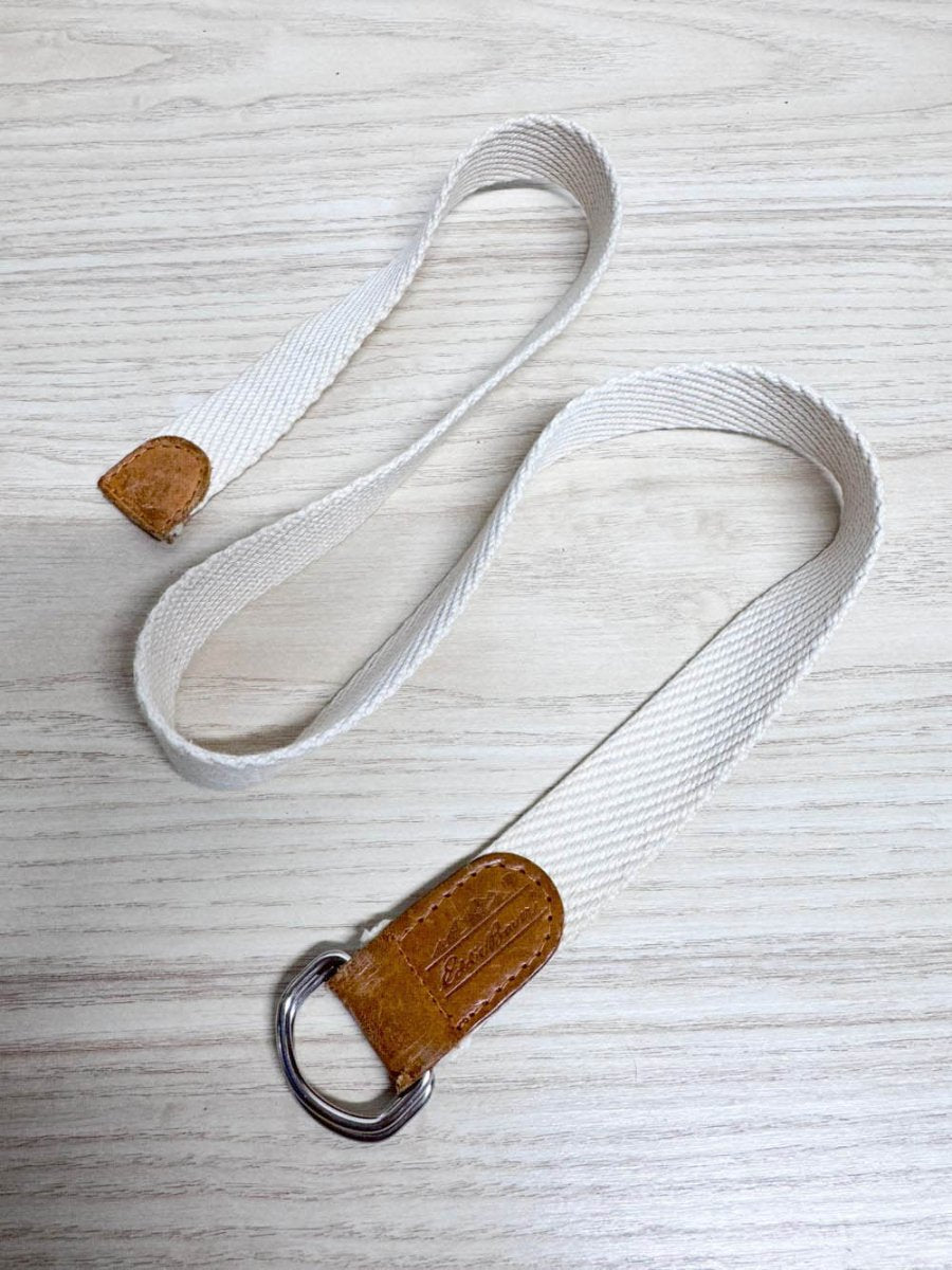 vintage 90s eddie bauer leather trim woven belt - good market thrift store