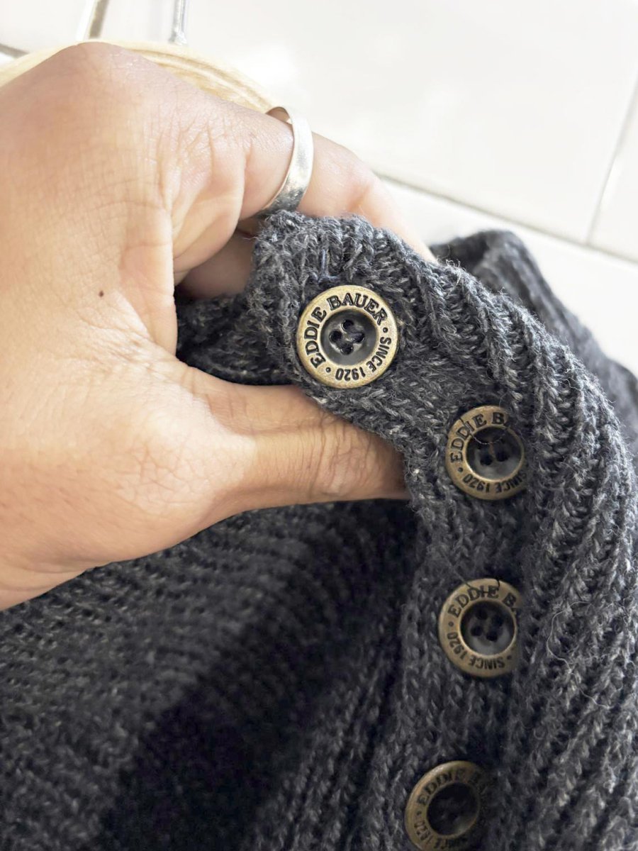 vintage 90s eddie bauer loose knit henley sweater - good market thrift store